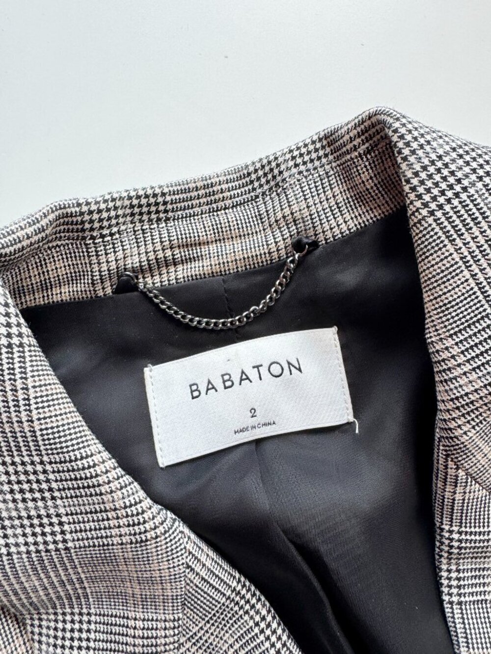 Aritzia BABATON Samuel Grey Glen Check Double Breasted Blazer Jacket, Size 2 - Picture 12 of 13